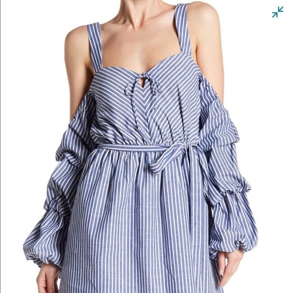 Alexia Admor Pinstripe Cold Shoulder Dress Size Medium - Picture 1 of 3